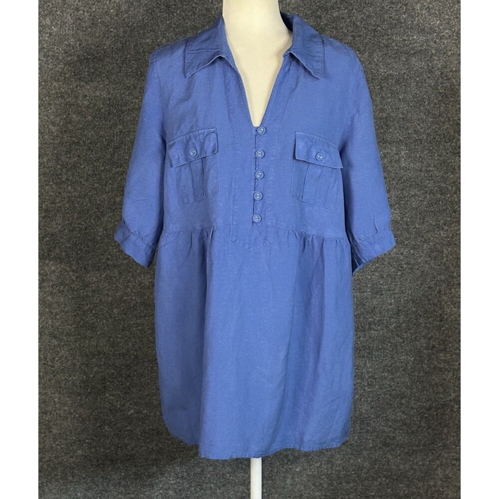 Lane Bryant 1/4 Button Linen Blend Tunic Top Size 18/20 CF6160